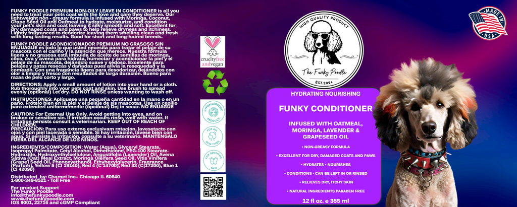 The Funky Poodle Non Oily Conditioner - 12oz